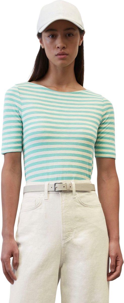 Marc O'Polo gestreept T-shirt turquoise/wit