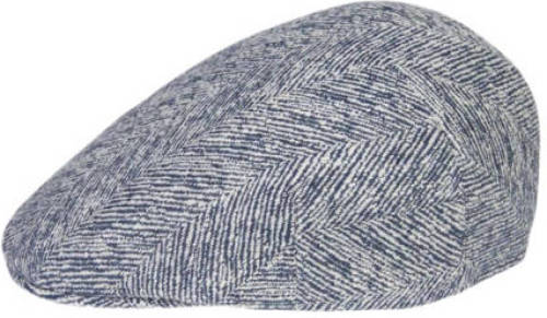 Profuomo flatcap met visgraatpatroon donkerblauw/wit