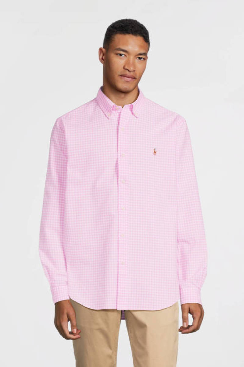 Polo ralph lauren slim fit overhemd pink/white