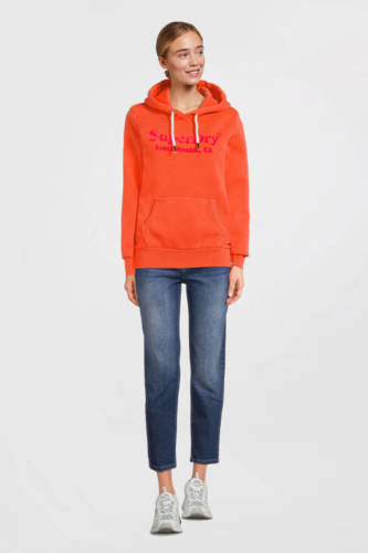 Superdry hoodie met logo oranje/rood