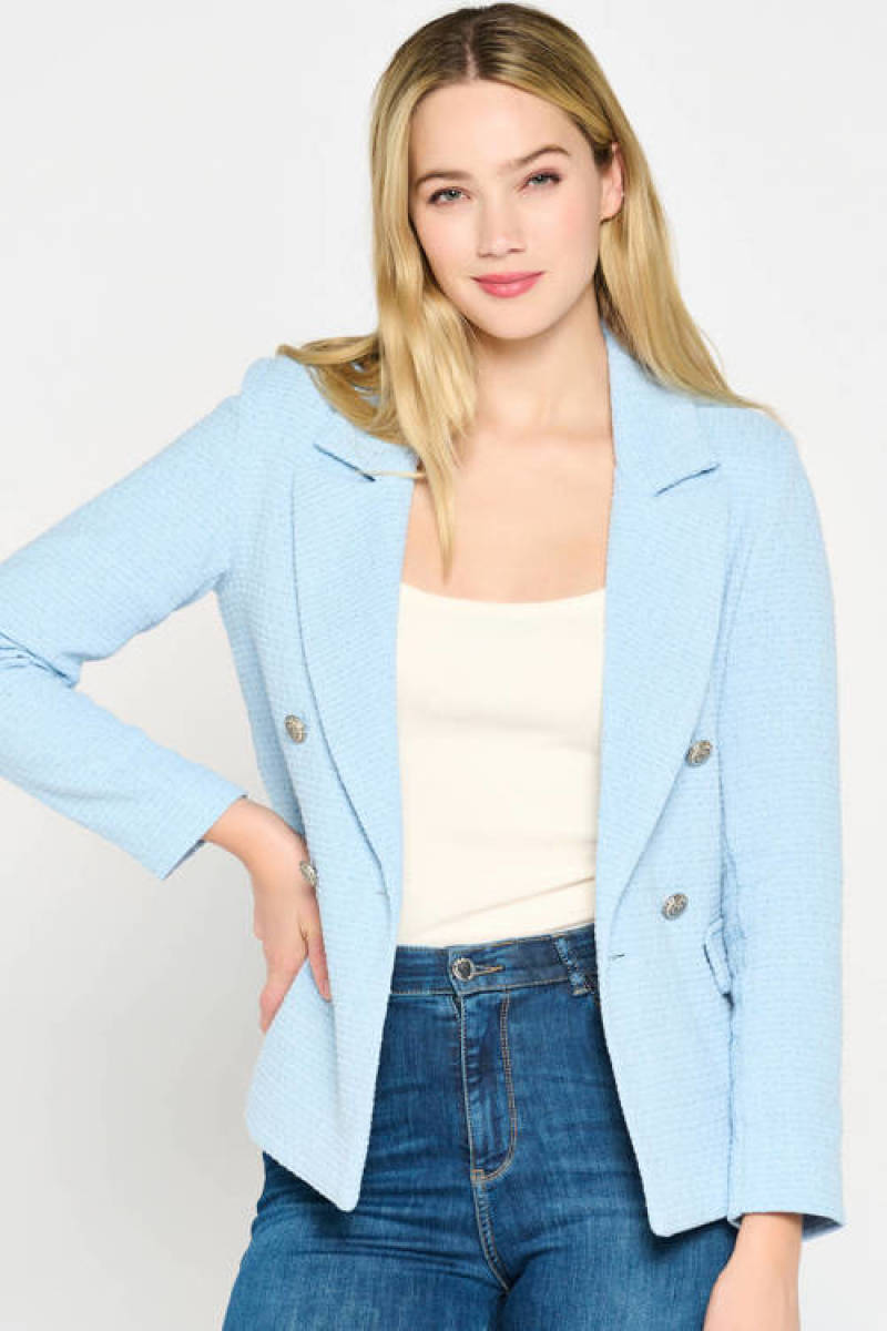 LOLALIZA tweed blazer lichtblauw