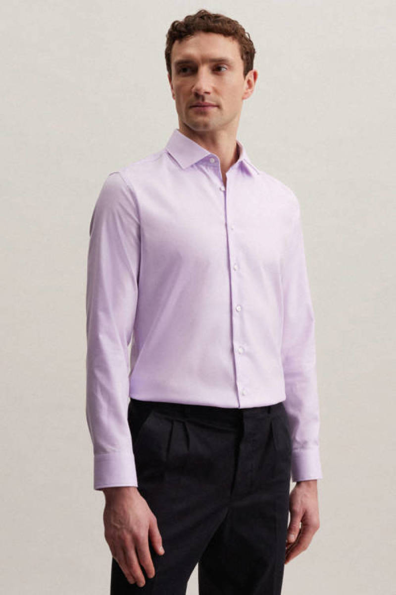 Seidensticker slim fit overhemd paars