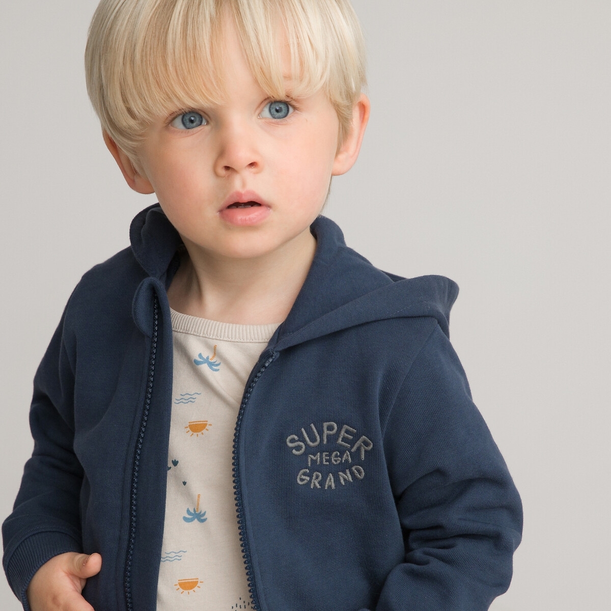 La Redoute Collections Zip-up hoodie met geborduurde tekst vooraan