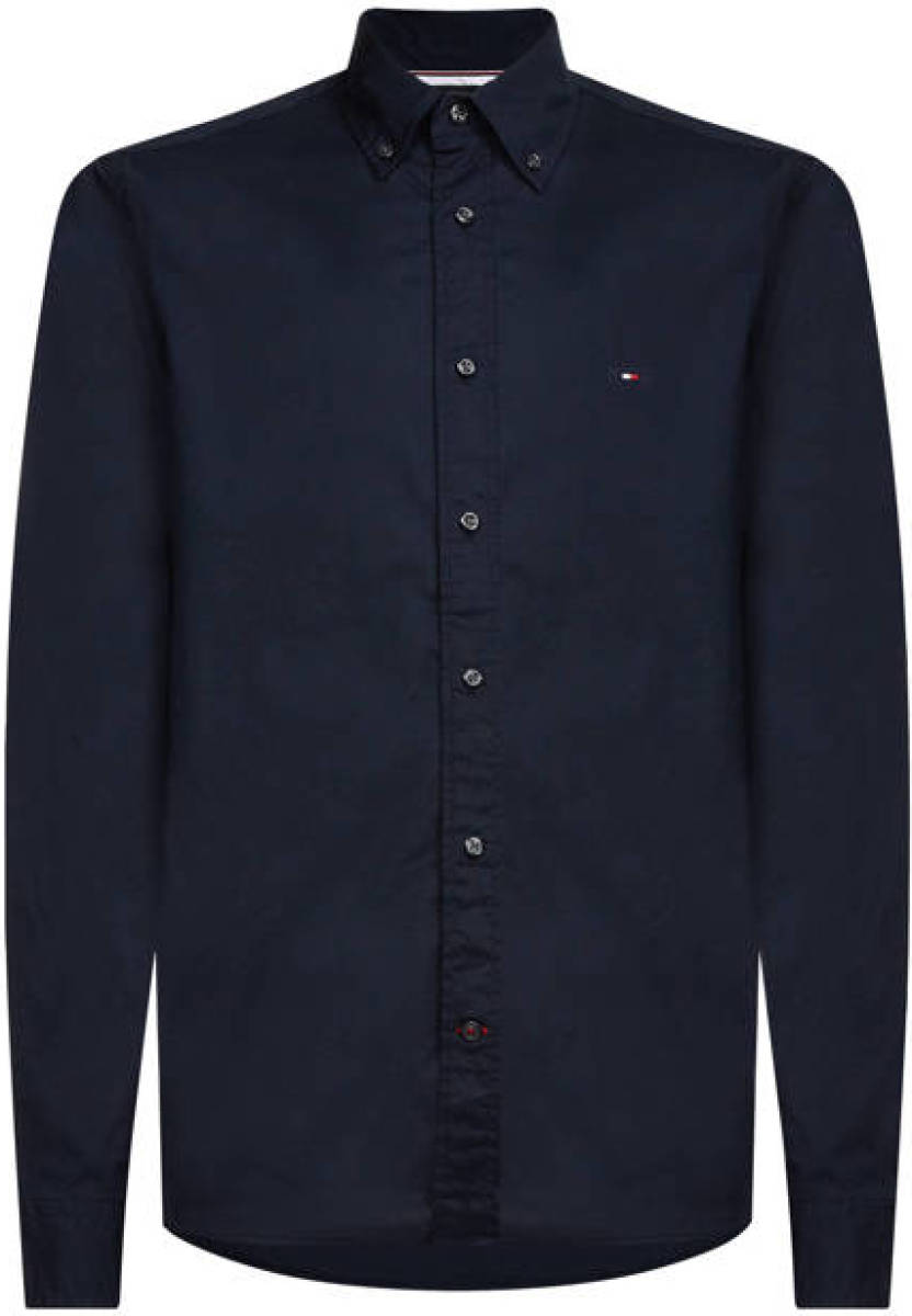 Tommy hilfiger regular fit overhemd met biologisch katoen desert sky
