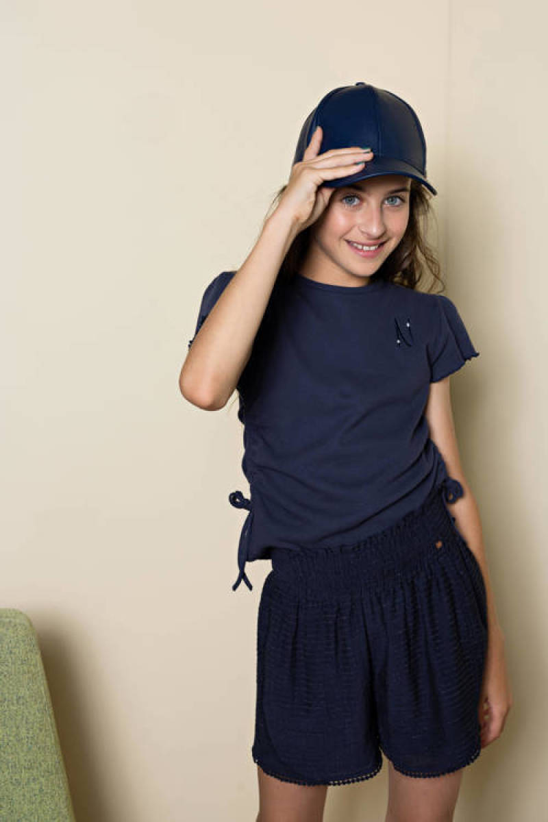 NoBell’ T-shirt Koya met ruches donkerblauw