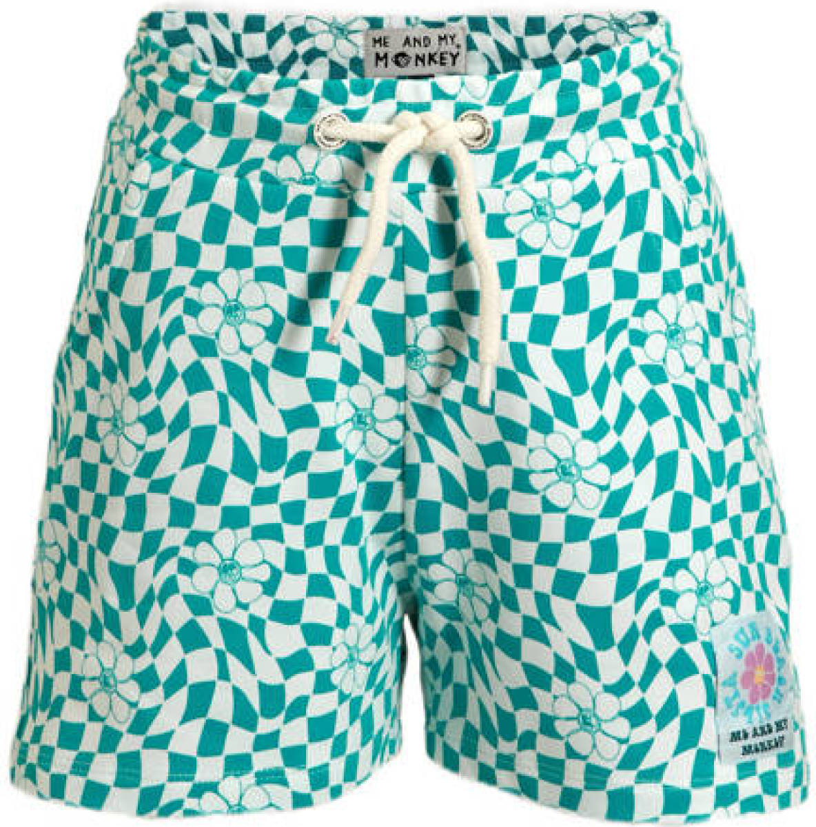 Me & My Monkey short Maggy met all over print blauw/wit