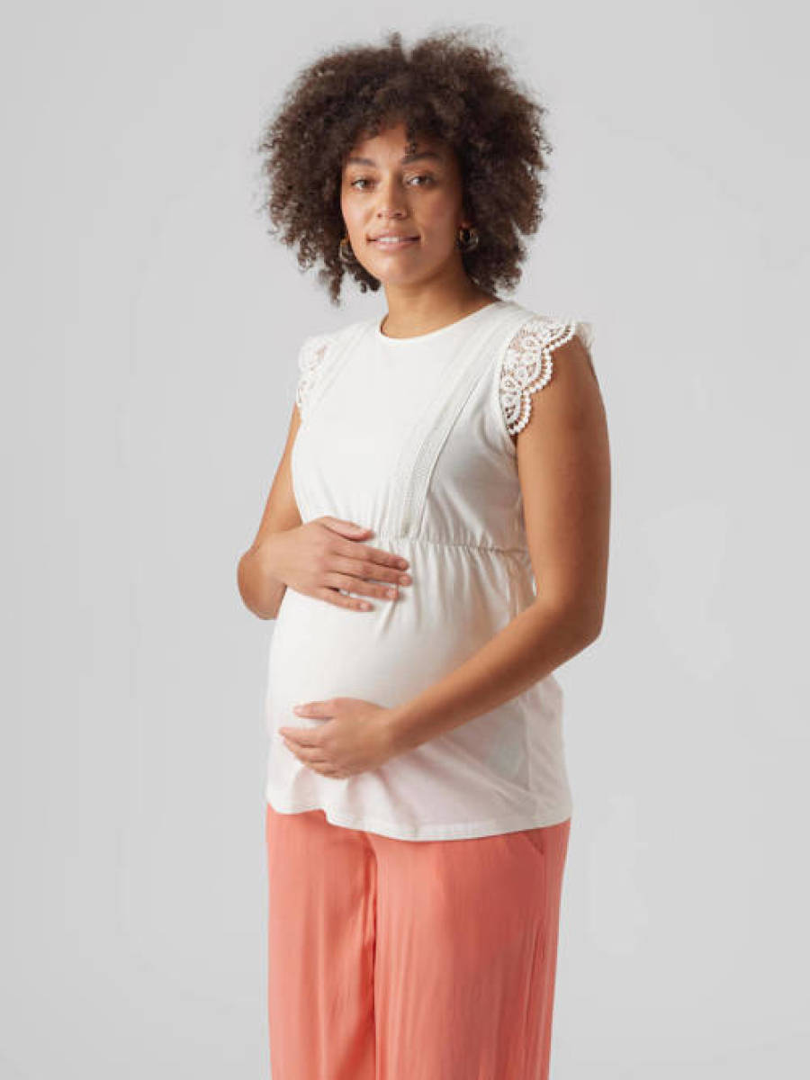 VERO MODA MATERNITY zwangerschapstop VMMCAIA met broderie wit