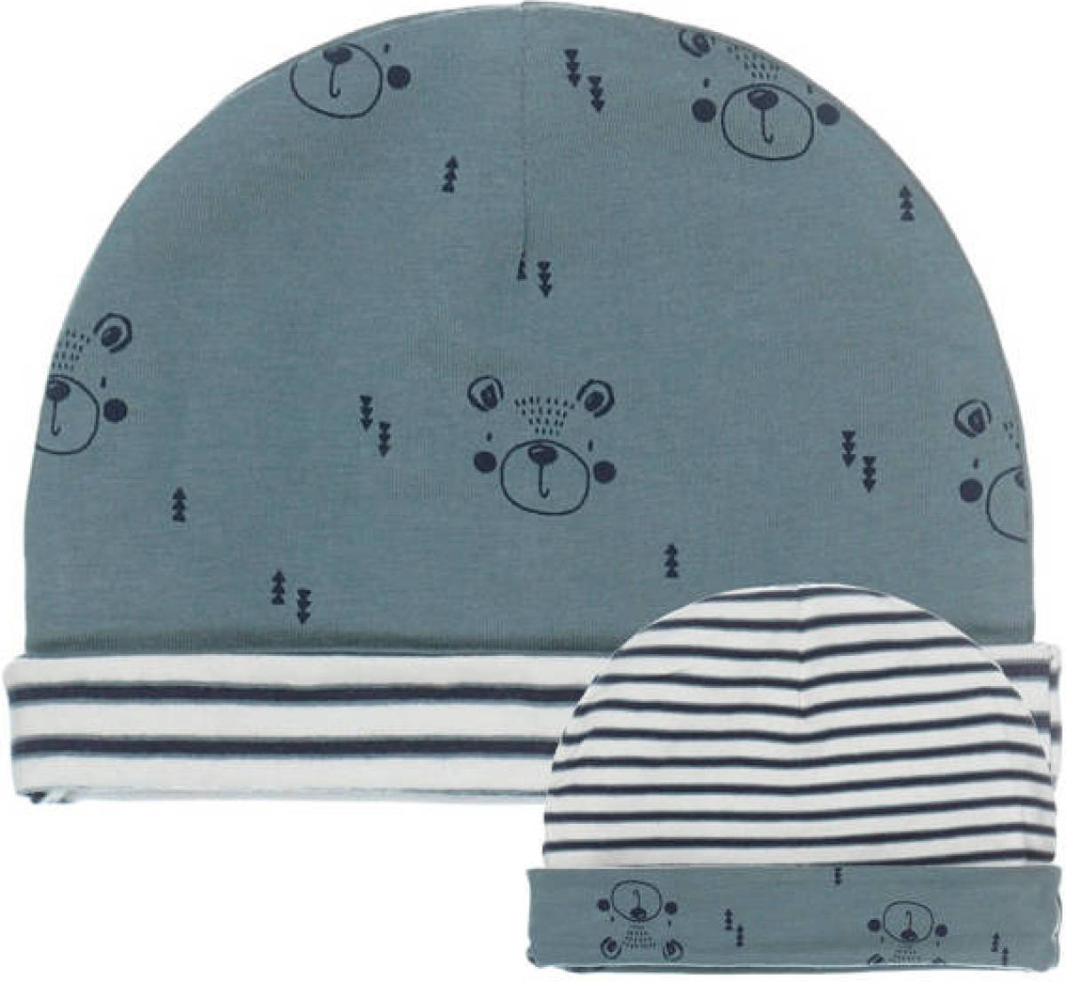 Dirkje muts grijsgroen/donkerblauw