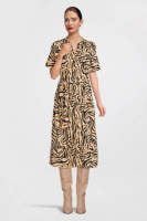 VERO MODA blousejurk VMJENNY met ceintuur zwart/beige