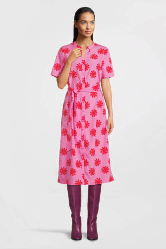 VERO MODA blousejurk VMJENNY met ceintuur roze/rood
