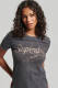 Superdry T-shirt met logo en strass steentjes grijs