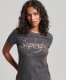 Superdry T-shirt met logo en strass steentjes grijs