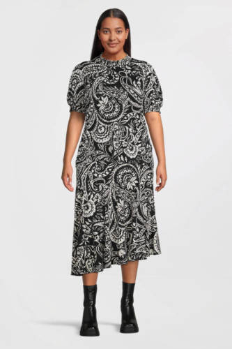 Exxcellent midi rok Patsy met paisleyprint zwart/wit