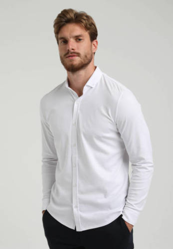 Gabbiano gemêleerd slim fit overhemd white