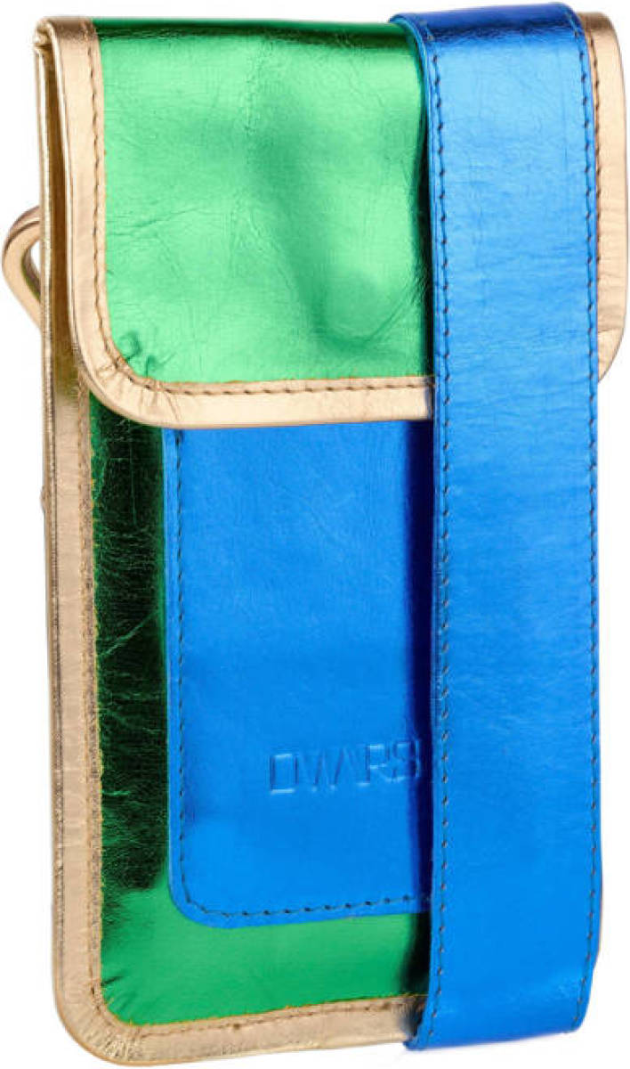 Dwrs metallic leren telefoontasje Izmir groen/blauw