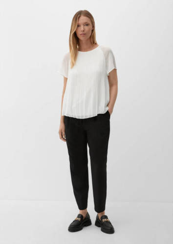 s.Oliver BLACK LABEL semi-transparant T-shirt met plooien wit
