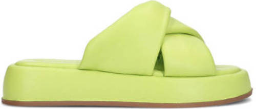 Sacha padded leren slippers limegroen