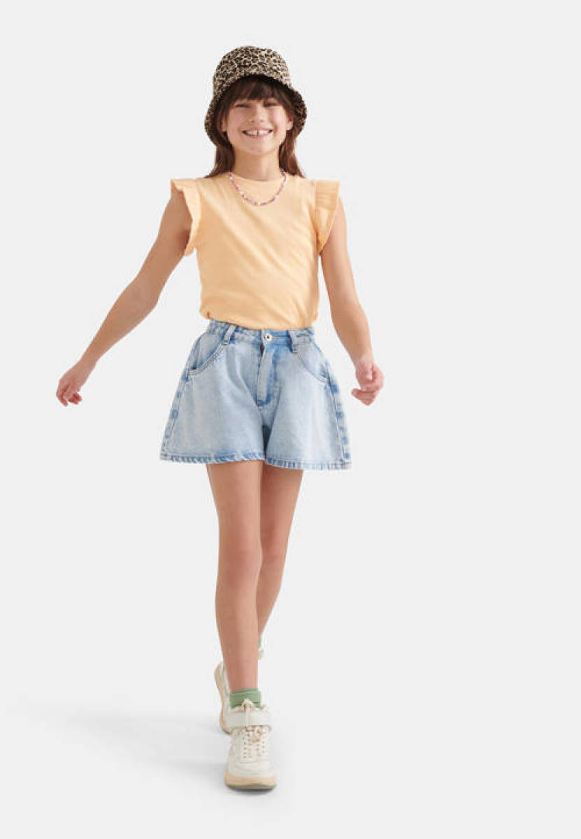 Shoeby Jill & Mitch T-shirt met ruches oranje