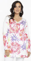 Yoek gebloemde trui wit/roze/paars