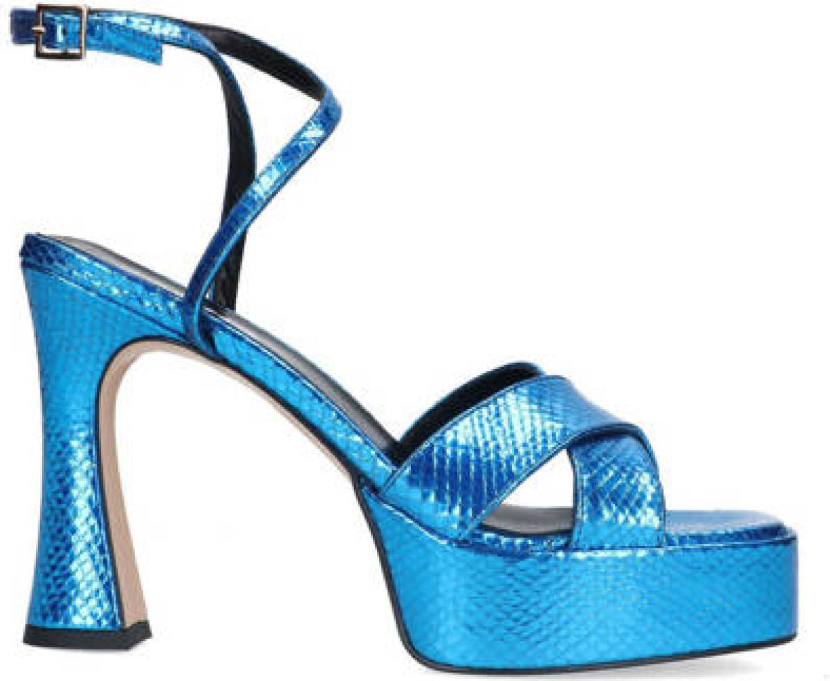 Sacha leren sandalettes blauw metallic