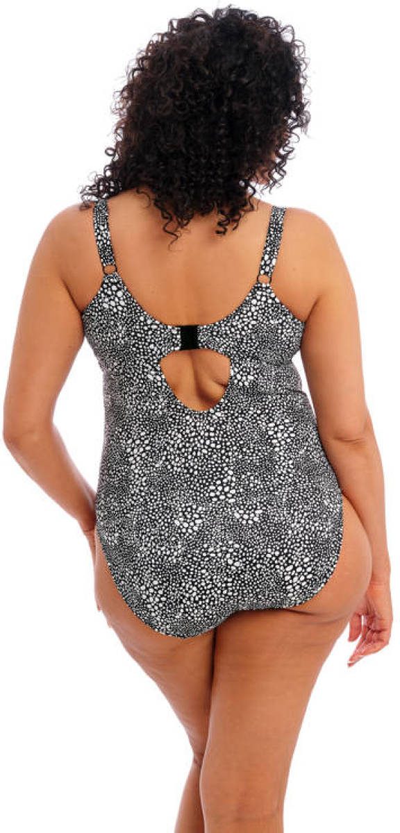 Elomi +size badpak Pebble Cove zwart/wit