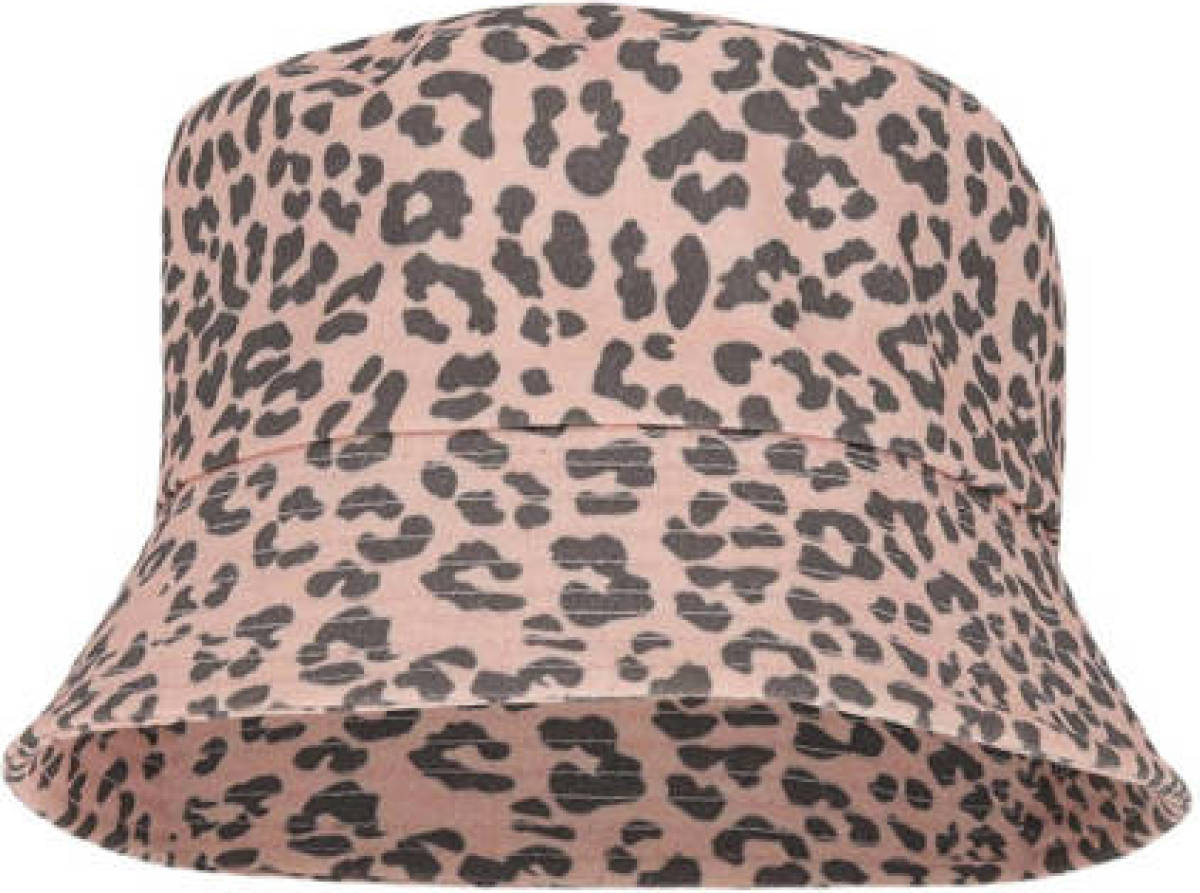 Sarlini bucket hat met all-over panterprint lichtroze
