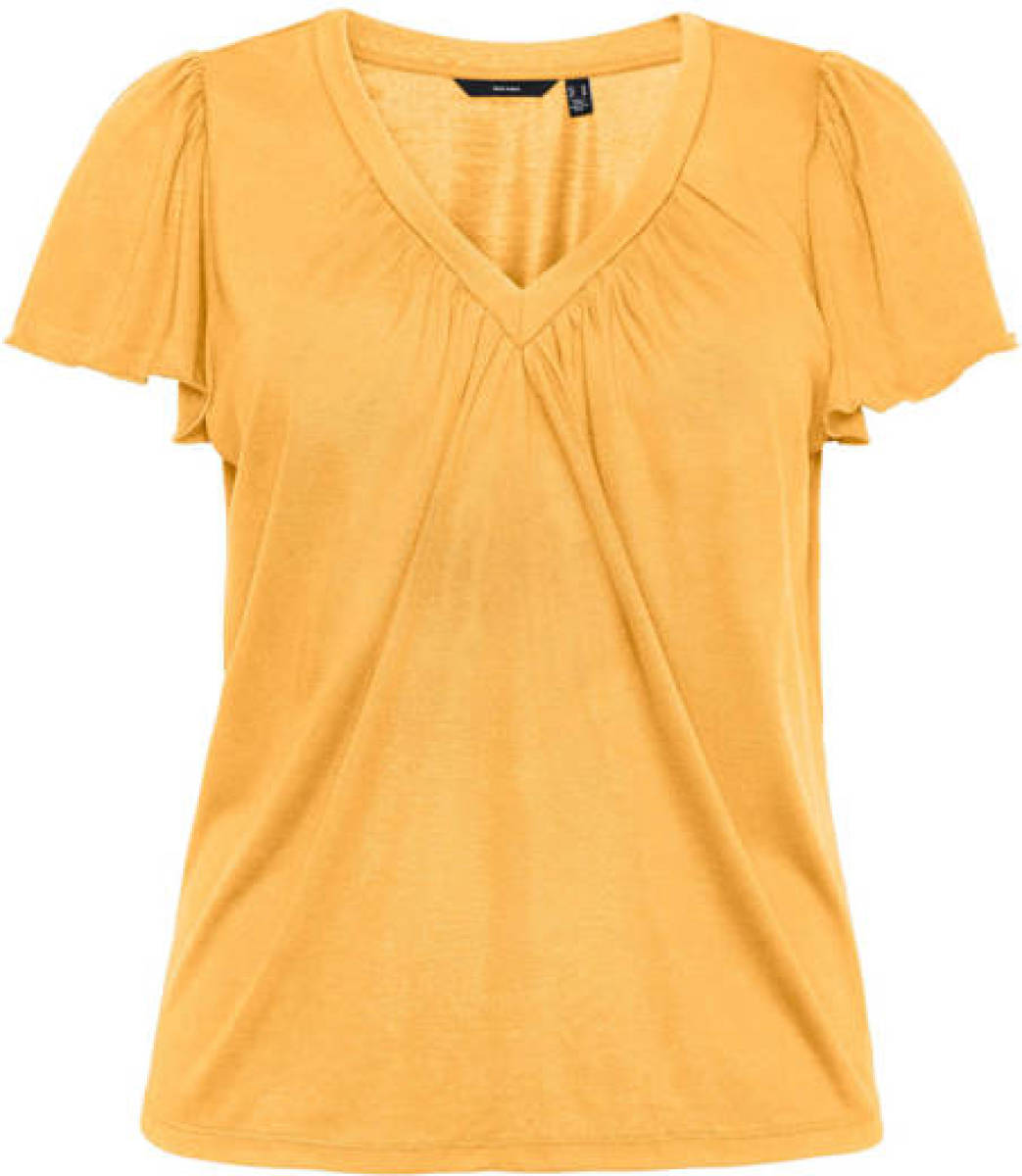 VERO MODA CURVE top VMCILJA met ruches geel