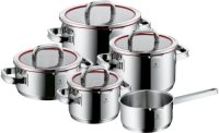 WMF Pannenset 5-delig function 4 Deksel met 4 functies voor waterarm garen en gecontroleerd afgieten, inductie (set, 5-delig)