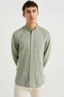 WE Fashion regular fit overhemd met linnen dill