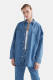 Shoeby Eksept denim blouse met logo medium blue denim