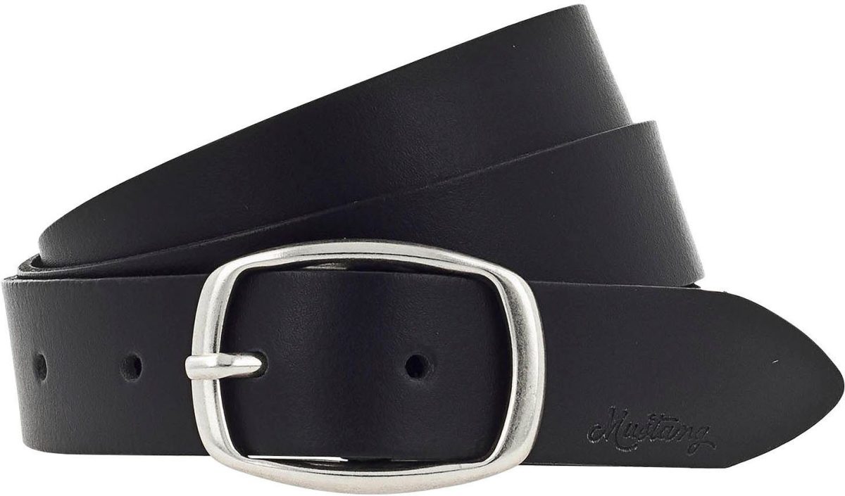 Mustang Leren riem met gepolijste gesp