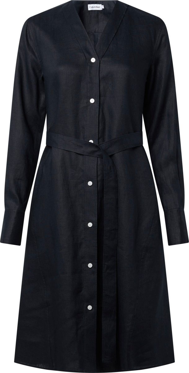 Calvin Klein Curve Jurk met overhemdkraag INCLU LINEN MIDI DRESS