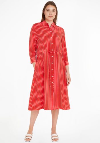 Tommy hilfiger Jurk met overhemdkraag CUPRO ROPE ST MIDI SHIRT DRESS