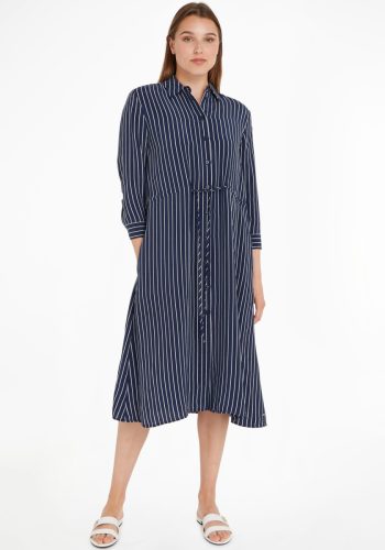 Tommy hilfiger Jurk met overhemdkraag CUPRO ROPE ST MIDI SHIRT DRESS