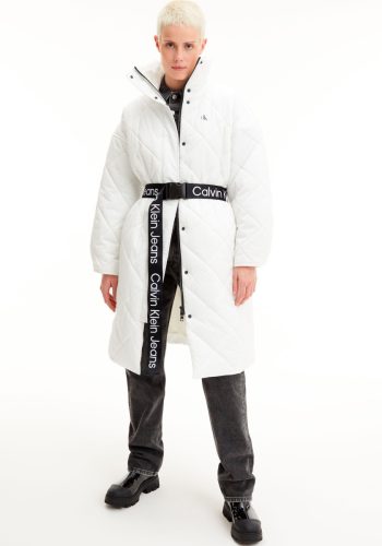 Calvin klein Doorgestikte jas BELTED QUILTED COAT (set, 2-delig, Met een bindceintuur)