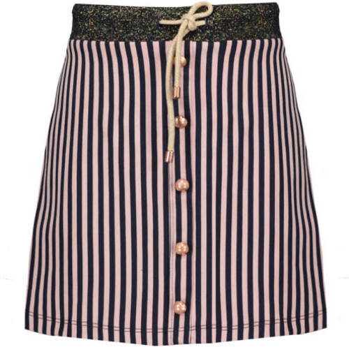 NONO gestreepte skort donkerblauw/roze