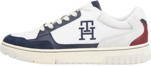 Tommy hilfiger leren sneakers wit/donkerblauw