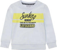Dirkje sweater met printopdruk lichtblauw/geel