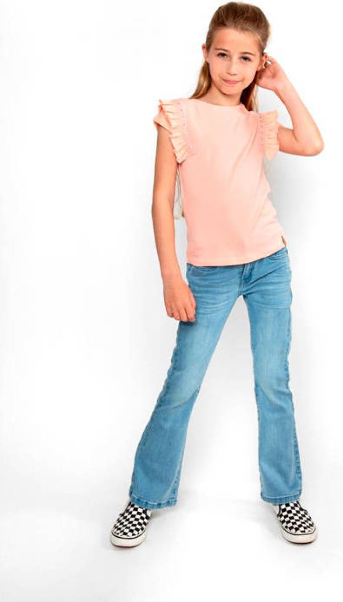 No Way Monday T-shirt met ruches roze