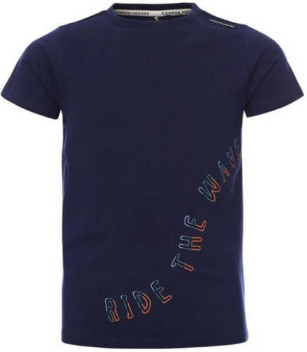 COMMON HEROES T-shirt met tekst donkerblauw
