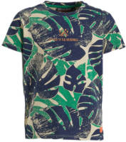 Orange Stars T-shirt Manuel met all over print donkerblauw/ecru/groen