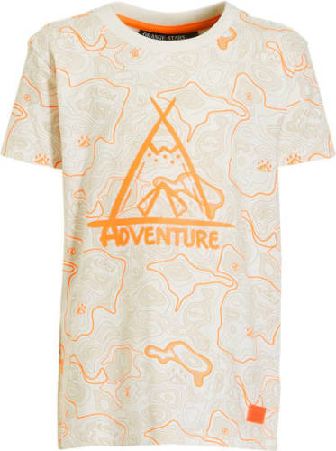 Orange Stars T-shirt Marc met all over print ecru