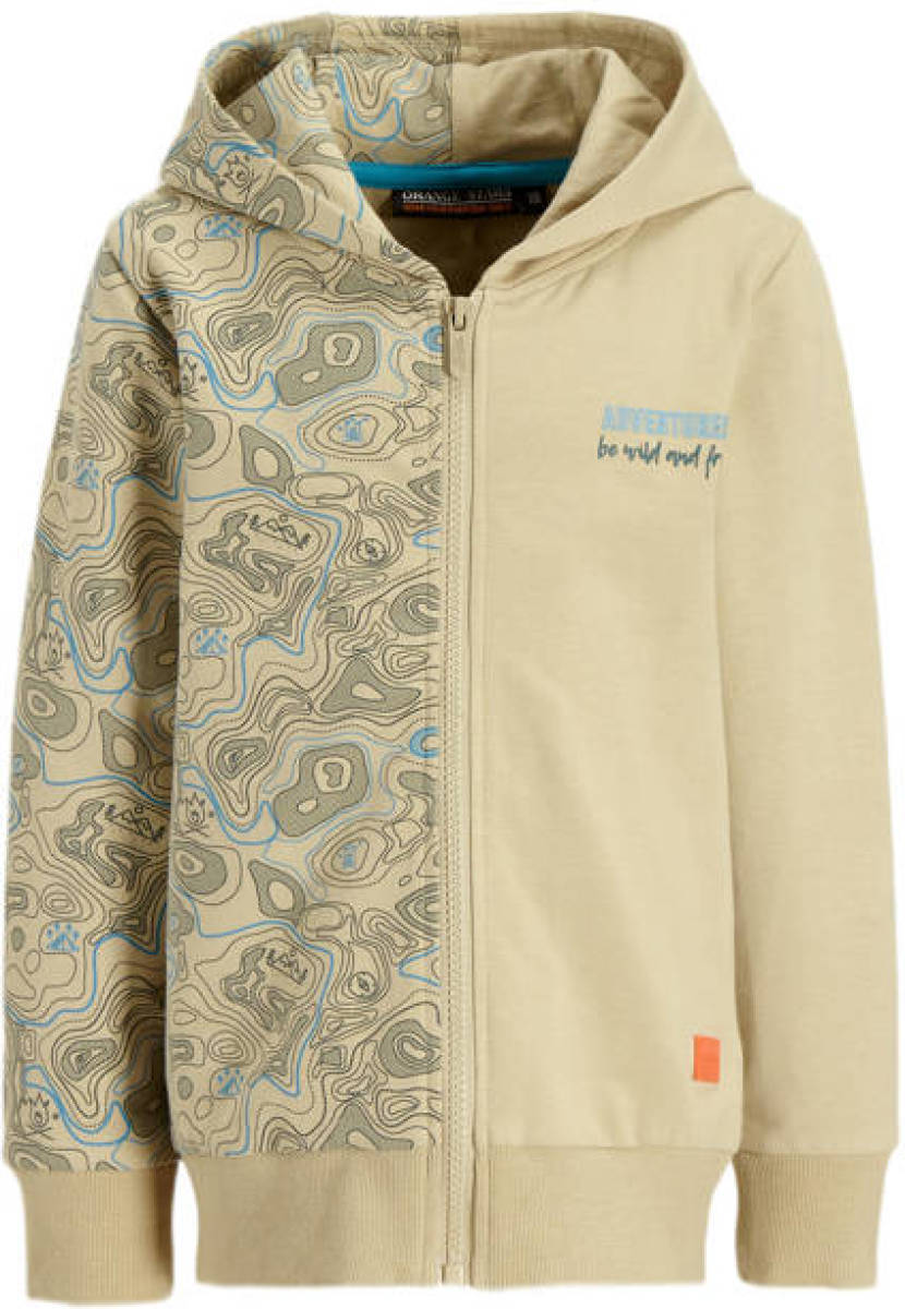 Orange Stars sweatvest Martien met all over print beige