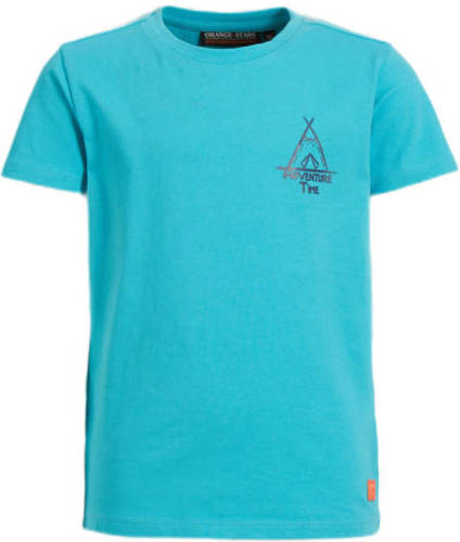 Orange Stars T-shirt Menko met printopdruk turquoise