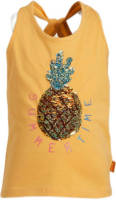 Orange Stars singlet Mariet met printopdruk en pailletten geel