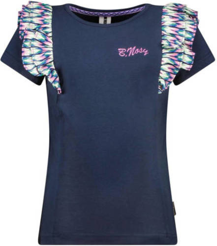 B.Nosy T-shirt B.Inspiring met ruches donkerblauw/roze
