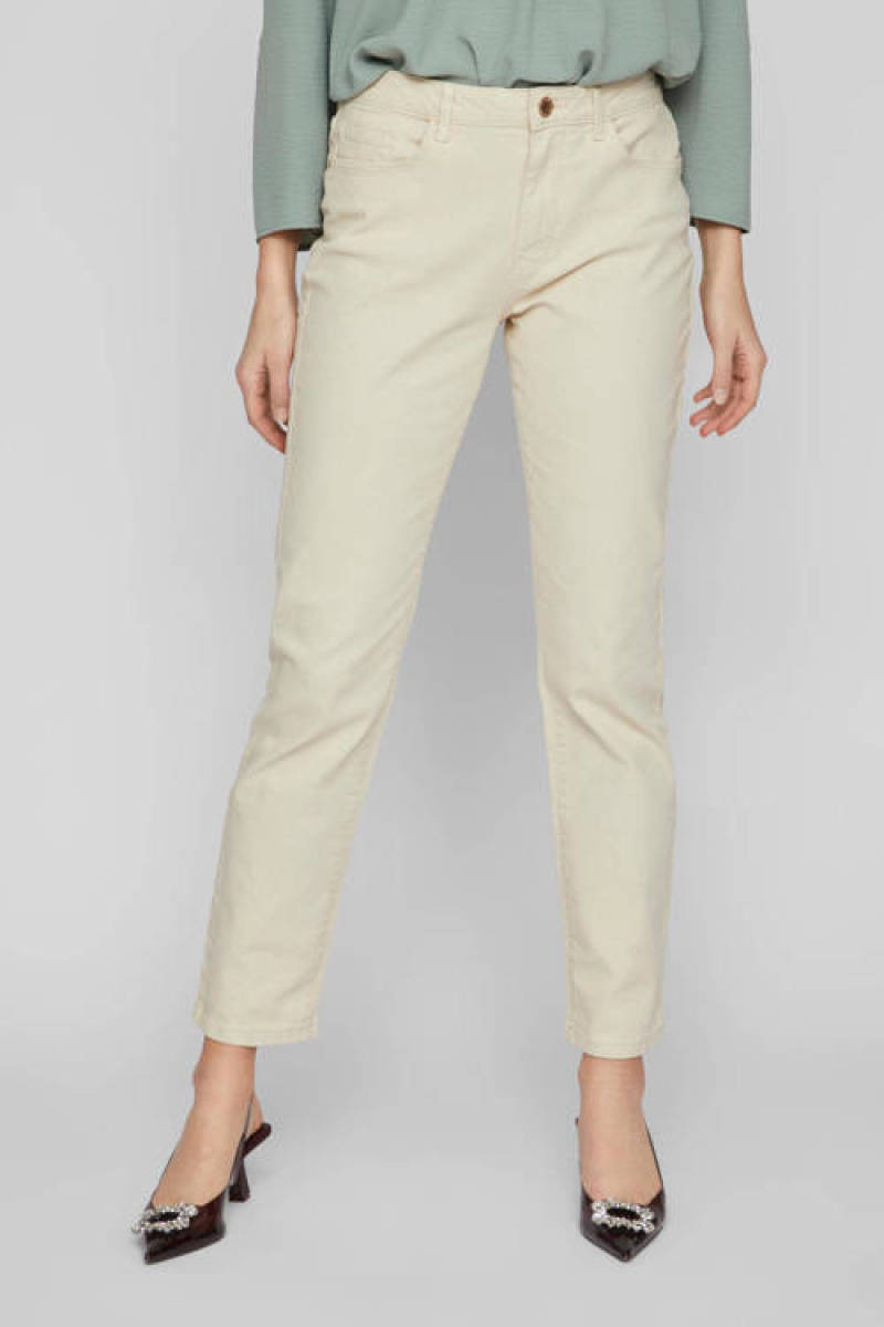 VILA high waist straight fit jeans VIALICE ecru