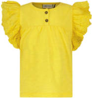 Like Flo T-shirt met ruches met broderie geel