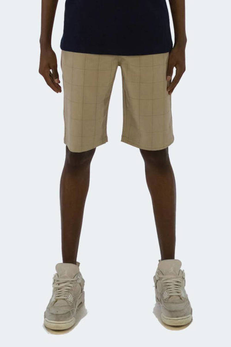 Bellaire geruite regular fit short bruin