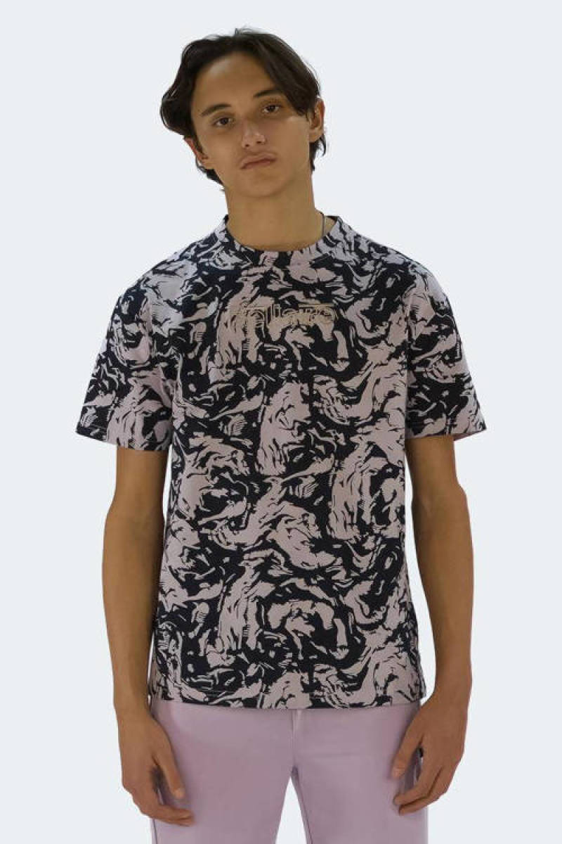Bellaire T-shirt met all over print zwart/paars